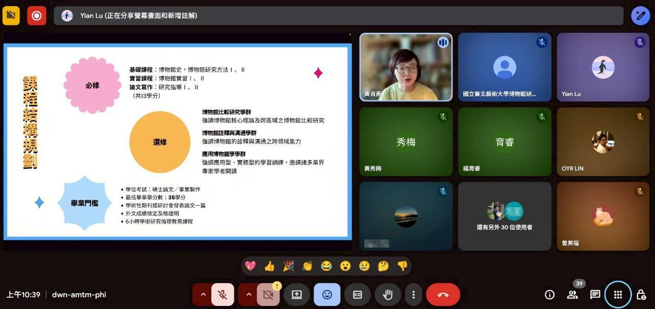 北藝大博物館研究所課程結構規劃